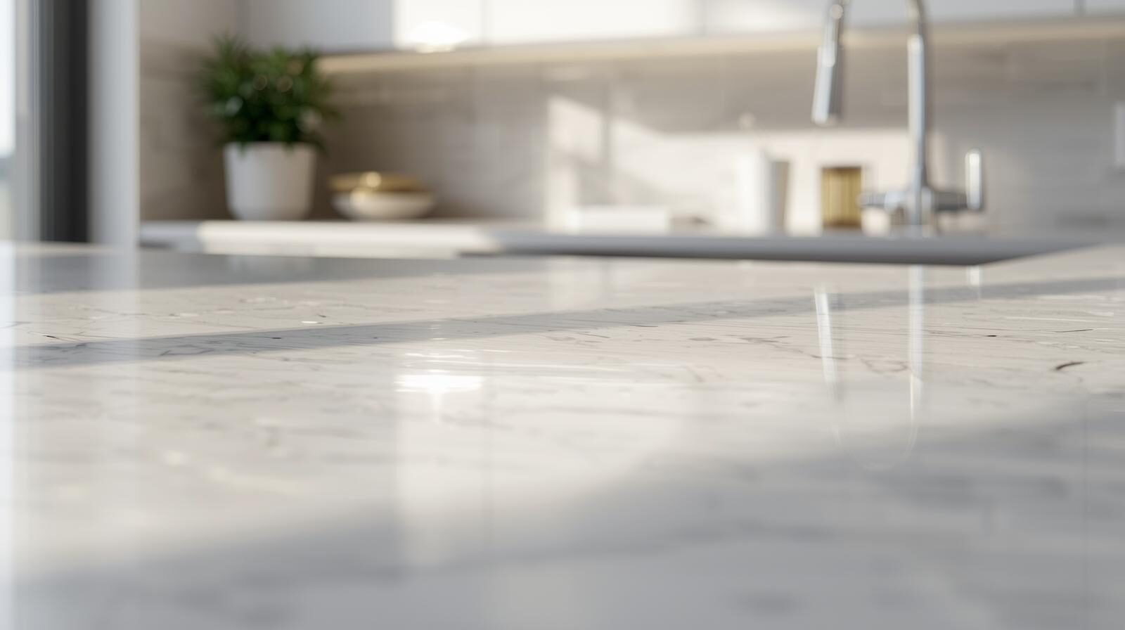 Spotless kitchen countertop after a deep clean